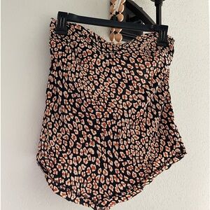 NEW Intimately Free People Black Tan Floral Print Strapless Back Cutout Top Sz S